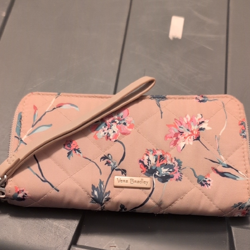 Vera Bradley Floral Quilted Wallet - Pink and Blue